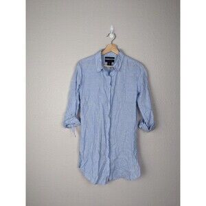 Tahari Shirt M Medium Button Up 100% Linen Blouse Beachy Lagenlook Cruise 202